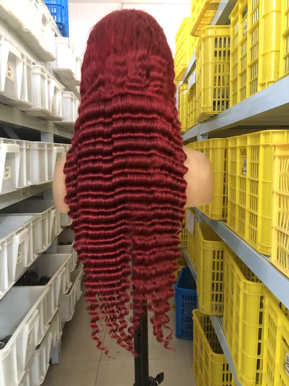 Burgundy, deep wave lace wig